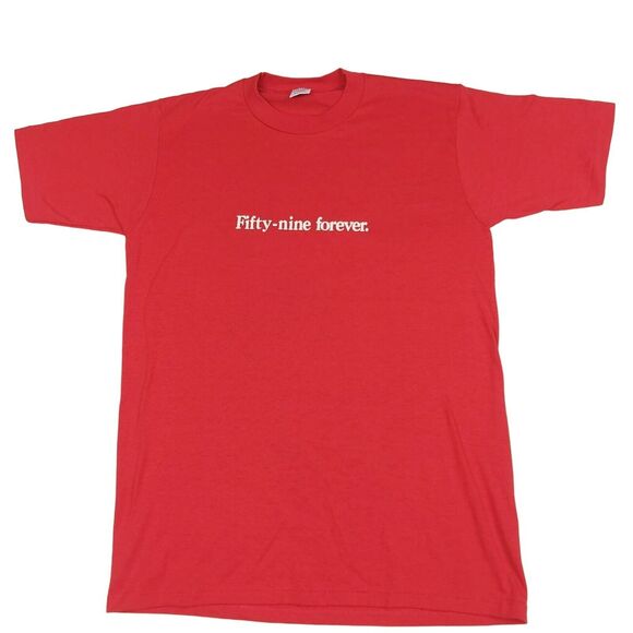 Men's Fifty-Nine Forever Single Stich Jerzee Tag Red Size Medium Shirt - Picture 1 of 8
